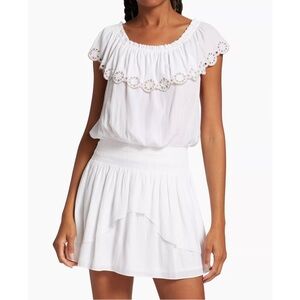 Ramy Brook White Eyelet Trim Dress